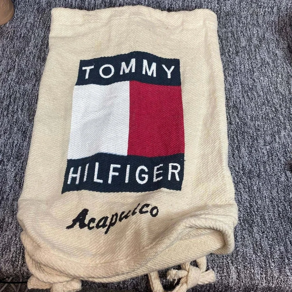 Vintage Tommy Hilfiger Acapulco Drawstring Backpack 90 Spellout Canvas Cinch Bag